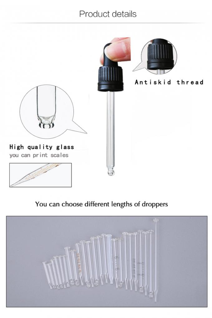 Rubber Teat Bottle Dropper Cap , Glass Pipette Large Glass Dropper