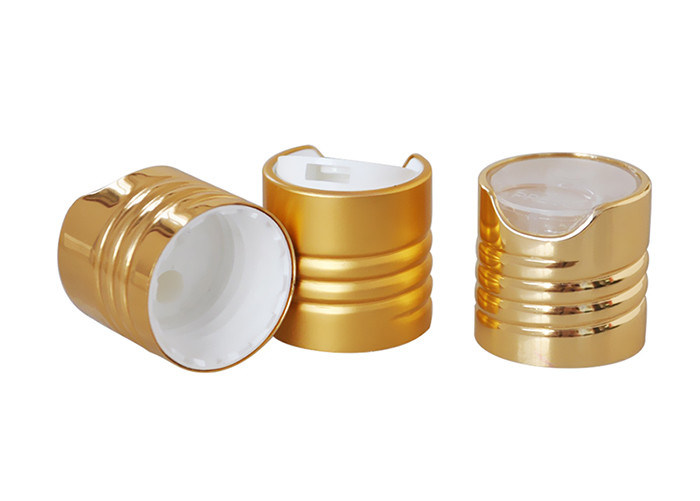 Cosmetic Aluminum Shampoo Bottle Cap Ribbed Version 24 / 410 Gold Color