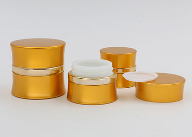 Gold 30ml Frosted Cosmetic Jars , Slim Waist Small Glass Makeup Containers With Lids