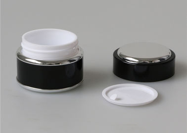 6 Oz 8 Oz 1 Oz Black Plastic Cosmetic Jars , Small Plastic Cosmetic Containers With Lids