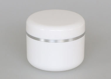 Plastic type 50ml white cream jar with silver line decorative