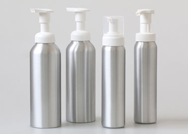 Cosmetic Foam Aluminum Pump Bottles 300ml 500ml Silver Color Large Size
