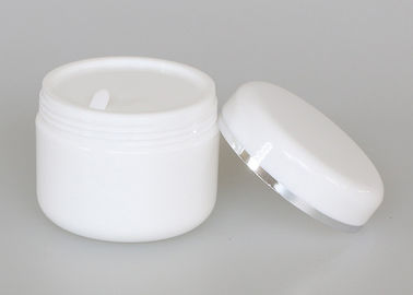 Plastic type 50ml white cream jar with silver line decorative