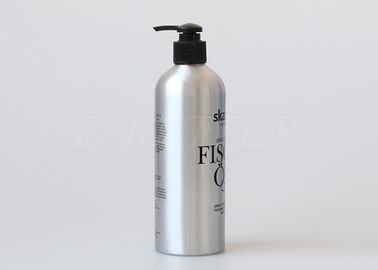 Empty Silver Aluminum Cosmetic Bottle With Lotion Pump 500ml Recycled