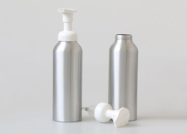 Cosmetic Foam Aluminum Pump Bottles 300ml 500ml Silver Color Large Size