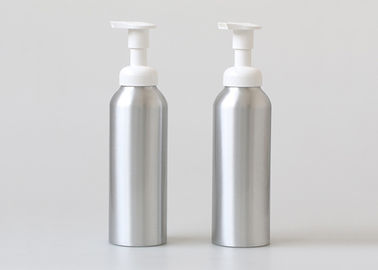 Cosmetic Foam Aluminum Pump Bottles 300ml 500ml Silver Color Large Size