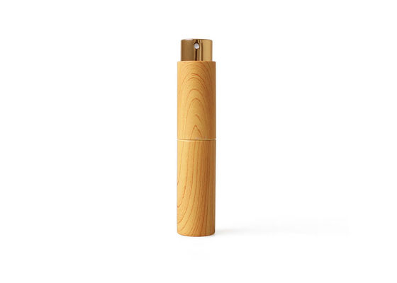 Wooden small Twist And Spritz Atomiserbottle inner glass vial with top aluminum Sprayer