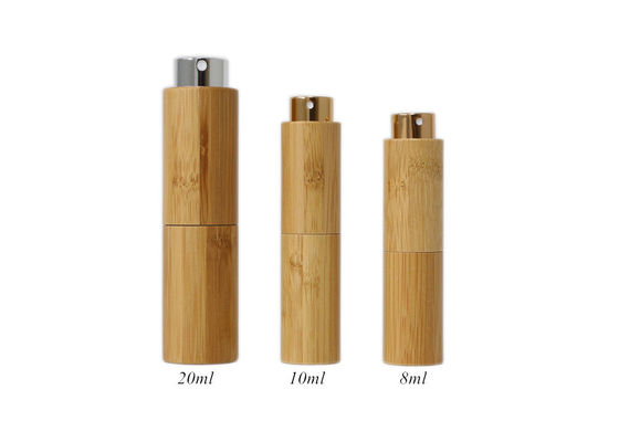 Wooden small Twist And Spritz Atomiserbottle inner glass vial with top aluminum Sprayer